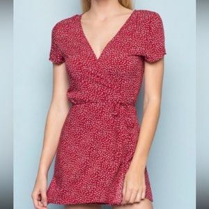 Brandy Melville red floral wrap dress
